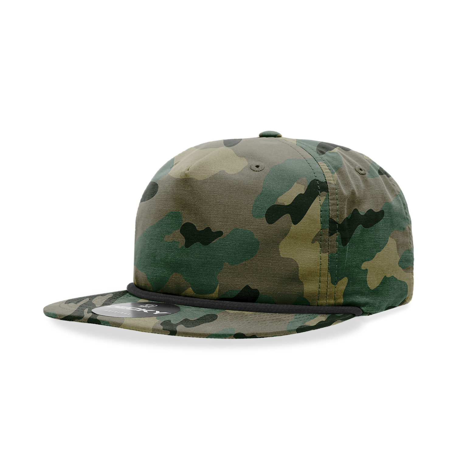 5 Panel High Profile Relaxed Camo Rope Hat
