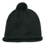 Solid RollUp Beanie w/PomPom