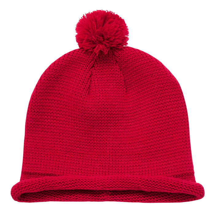 Solid RollUp Beanie w/PomPom