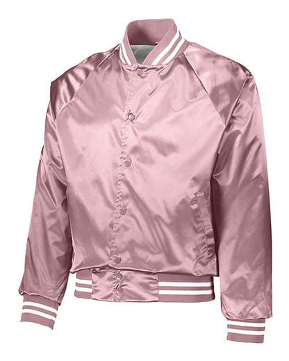 Unisex Satin Baseball Jacket Striped Trim