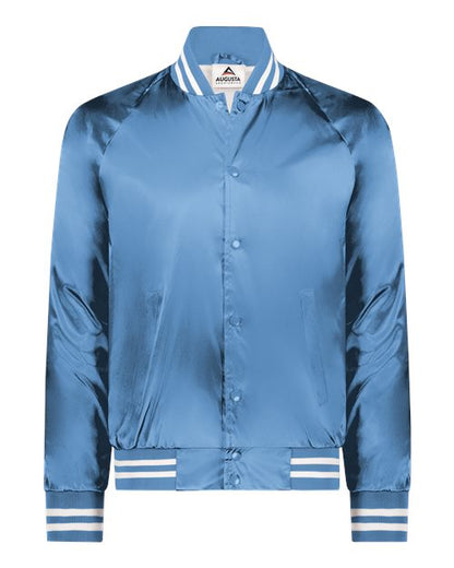 Unisex Satin Baseball Jacket Striped Trim