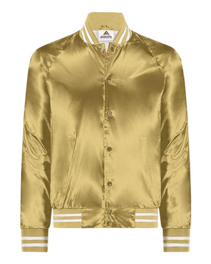 Unisex Satin Baseball Jacket Striped Trim