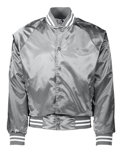 Unisex Satin Baseball Jacket Striped Trim