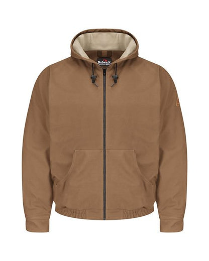 Men's Tall Brown Duck Hooded Jacket - EXCEL FR® ComforTouch